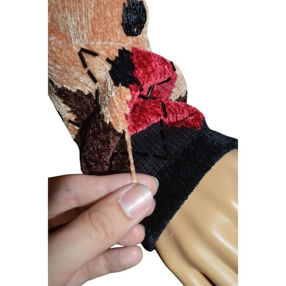 Vintage 90s Berer NWOT Beaded Diamond Leopard Cardigan Women Small Glam Rock Lux - Picture 2 of 11